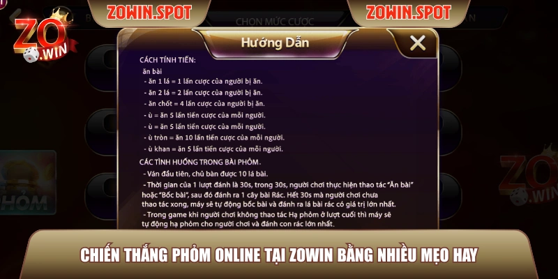 Chiến thắng Phỏm online tại ZOWIN bằng nhiều mẹo hay