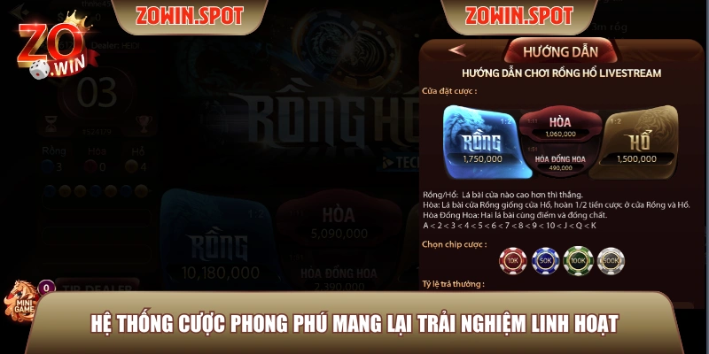 Hệ thống cược phong phú mang lại trải nghiệm linh hoạt