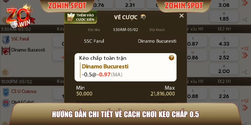 Hướng dẫn chi tiết về cách chơi kèo chấp 0.5