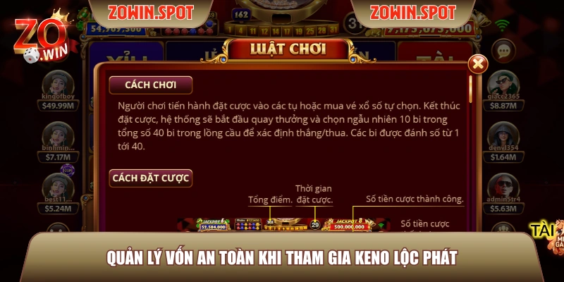 Quản lý vốn an toàn khi tham gia Keno Lộc Phát
