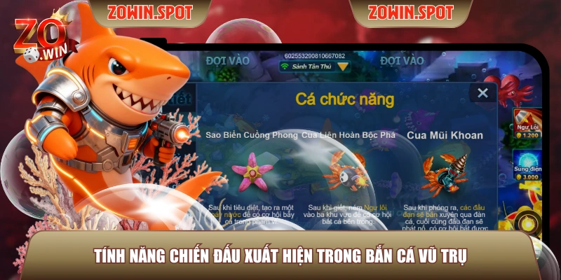 Tính năng chiến đấu xuất hiện trong Bắn Cá Vũ Trụ