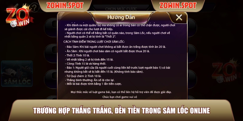 Trường hợp thắng trắng, đền tiền trong Sâm Lốc online