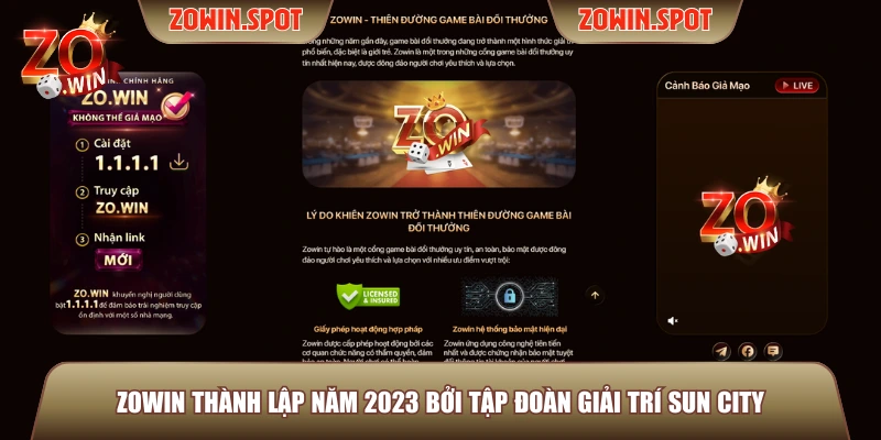 ZOWIN thành lập năm 2023 bởi Tập đoàn giải trí Sun City
